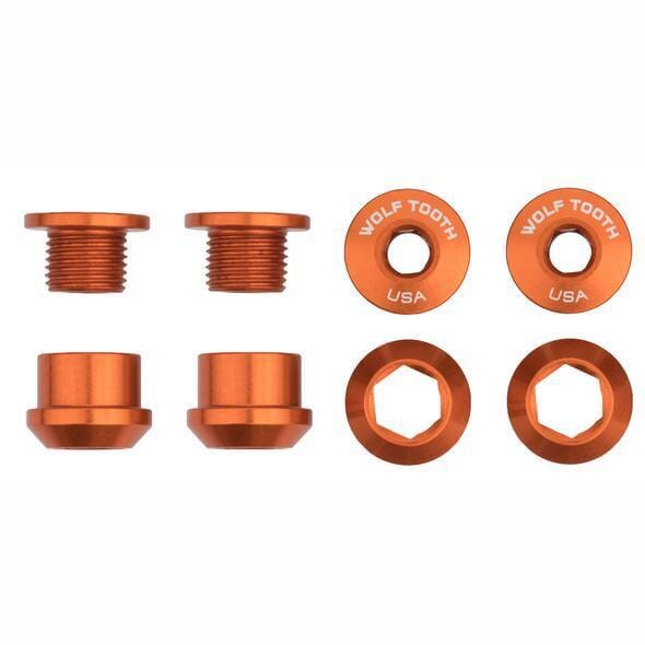 Wolf Tooth Chainring Bolts and Nuts for 1x - Set of 4 Orange / M8 x.75 x 4
