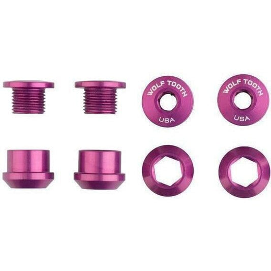 Wolf Tooth Chainring Bolts and Nuts for 1x - Set of 4 Purple / M8 x.75 x 4
