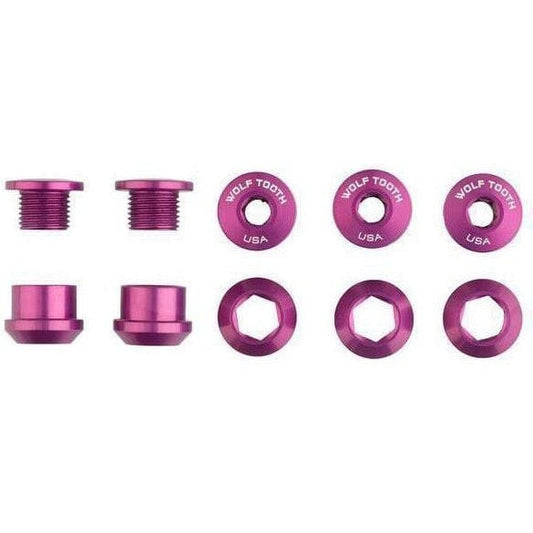 Wolf Tooth Chainring Bolts and Nuts for 1x - Set of 5 Purple / M8 x.75 x 5