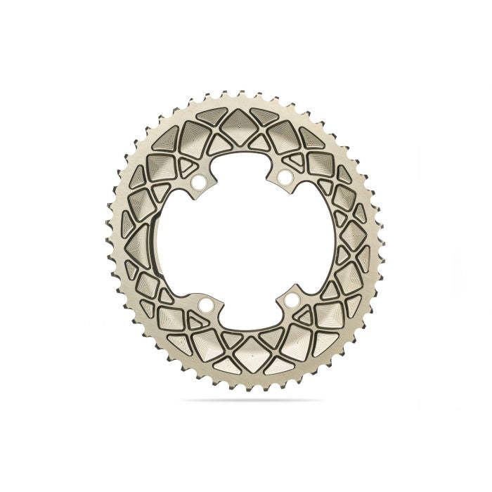 Absolute Black Chainring OVAL 110BCD 4 holes, 2X, asymmetric Shimano 9000/6800