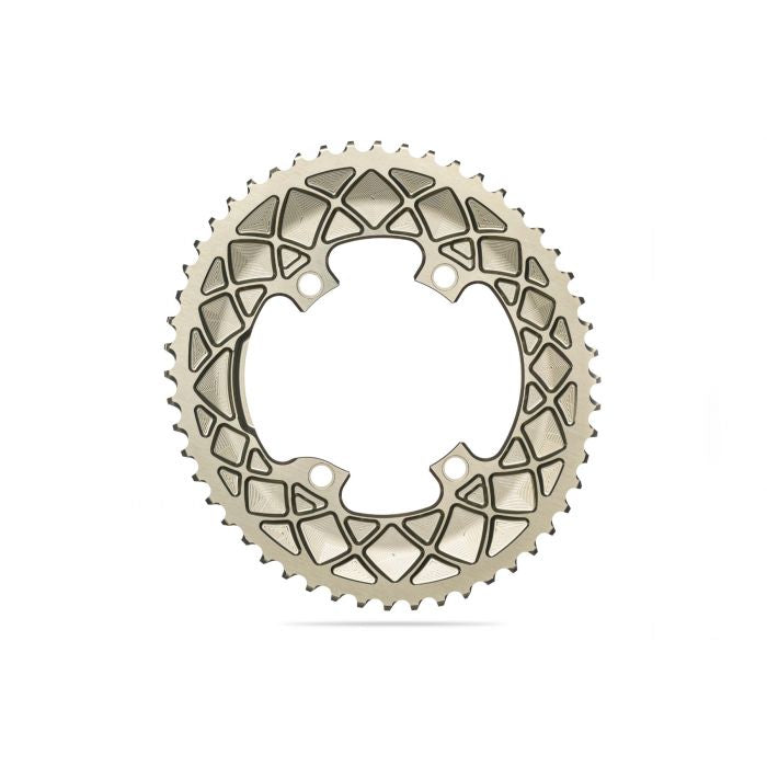 Absolute Black Chainring OVAL 110BCD 4 holes, 2X, asymmetric Shimano 9100/8000