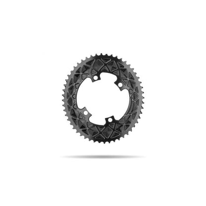 Absolute Black Chainring OVAL 110BCD 4 holes, 2X, asymmetric Shimano 9100/8000