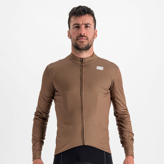 Sportful Checkmate Long Sleeve Thermal Jersey Leather/Anthracite/Pompelmo