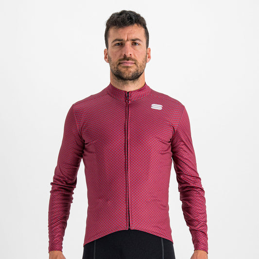 Sportful Checkmate Long Sleeve Thermal Jersey Prune/Red Rumba/Pompelmo